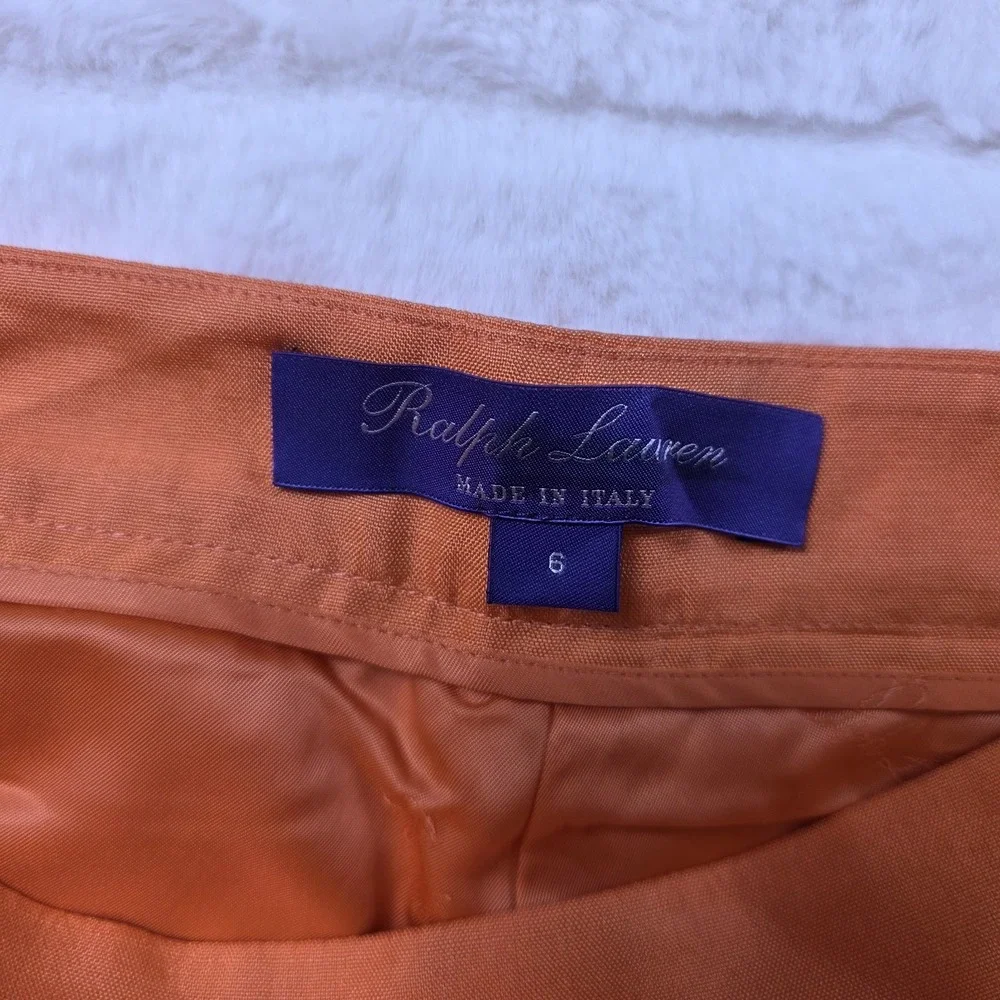 Ralph Lauren Purple Label Bobynn Silk Shantung Pants Womens‎ 6 Orange $1290